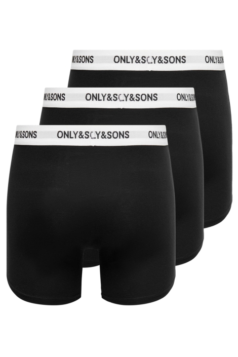 Only & Sons onsfitz solid black boxer 3pack noo
